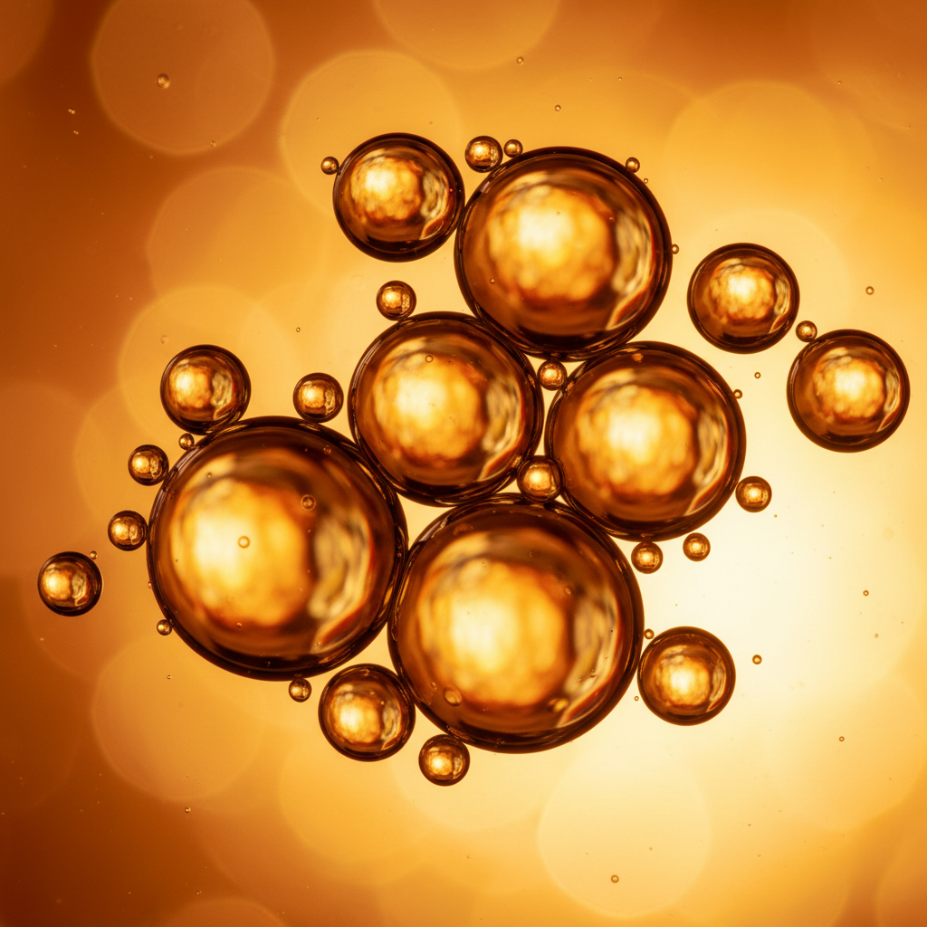 Gold bubbles on a gold background